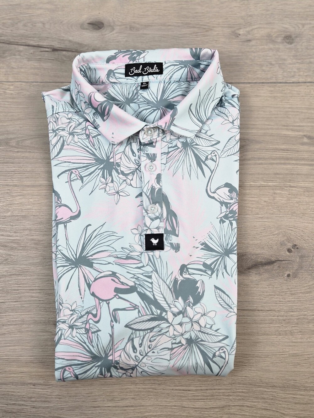 Bad Birdie Bird Watch Golf Polo Mens XL Multicolor Short Sleeve Stretch